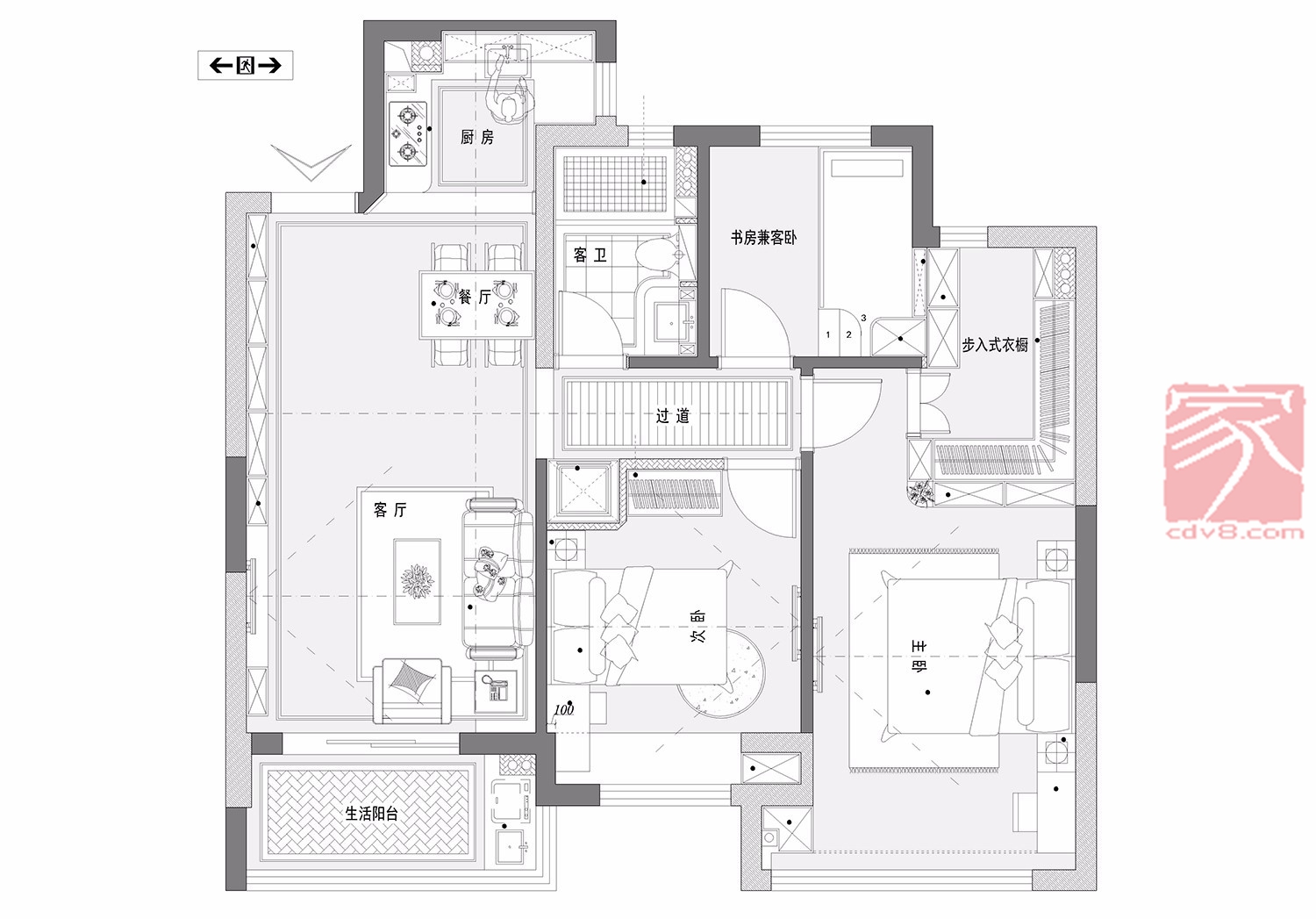 成都装修案例：法式二居室89平方米装修作品-家装保姆-罗小红成都家装设计