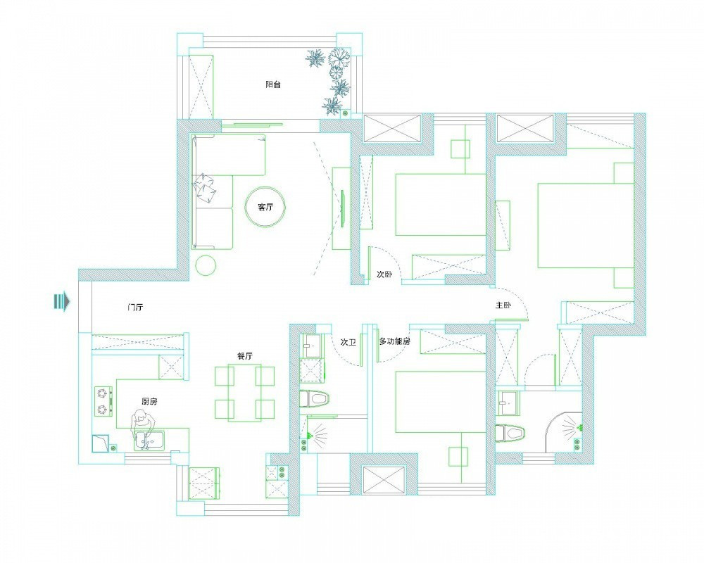 现代风格装修效果图二居室97.8平方米装修实例-成都装修网-家装保姆-罗小红成都家装设计