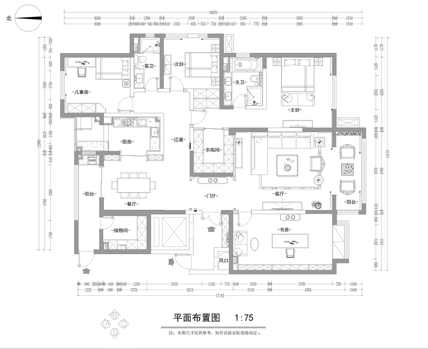 中式装修风格效果图四住宅225平方米家装案例-成都装修网-家装保姆-罗小红成都家装设计