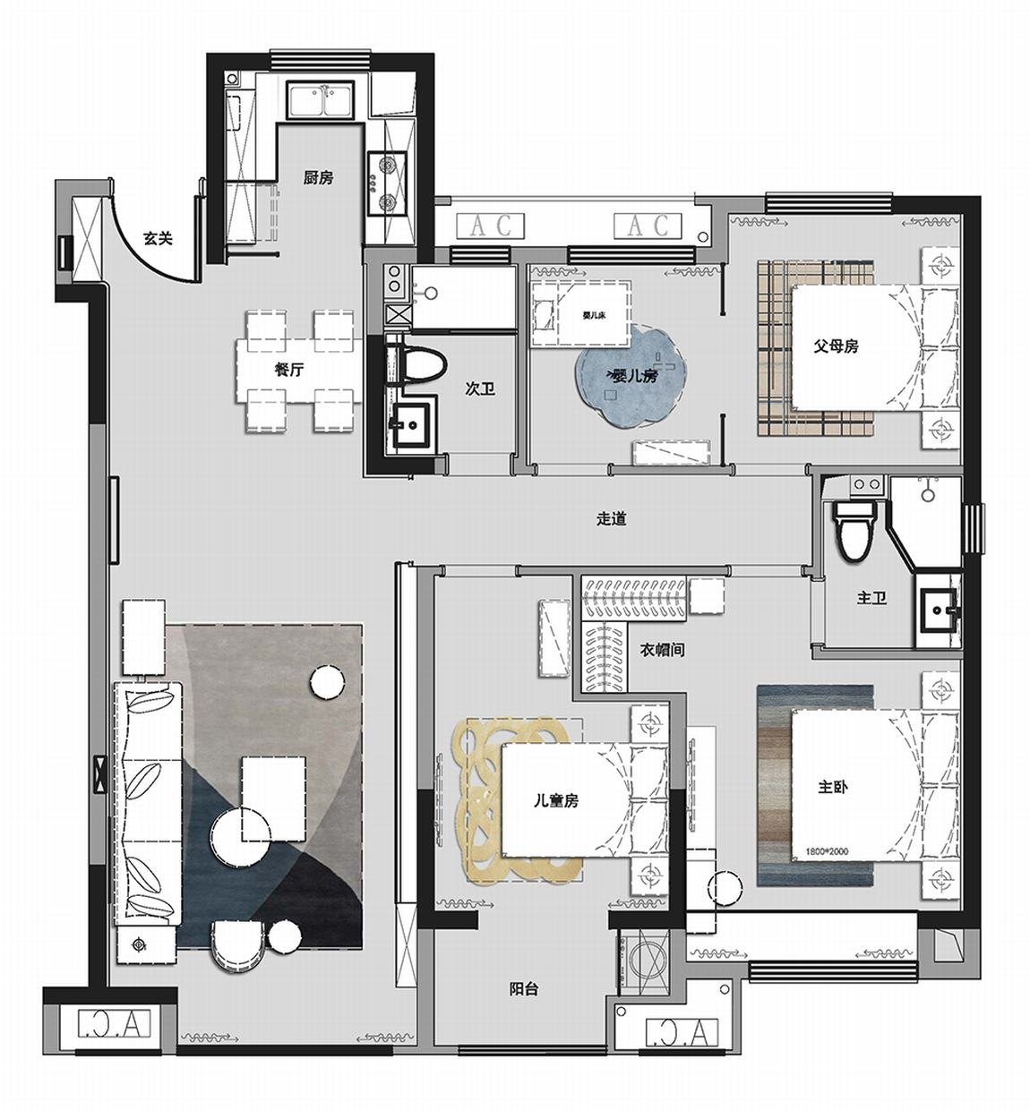 现代设计风格二居室85平方米家装案例-成都家装保姆装修网-家装保姆-罗小红成都家装设计