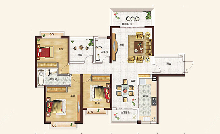 现代三居室143平方米家装案例-成都家居装修网-家装保姆-罗小红成都家装设计