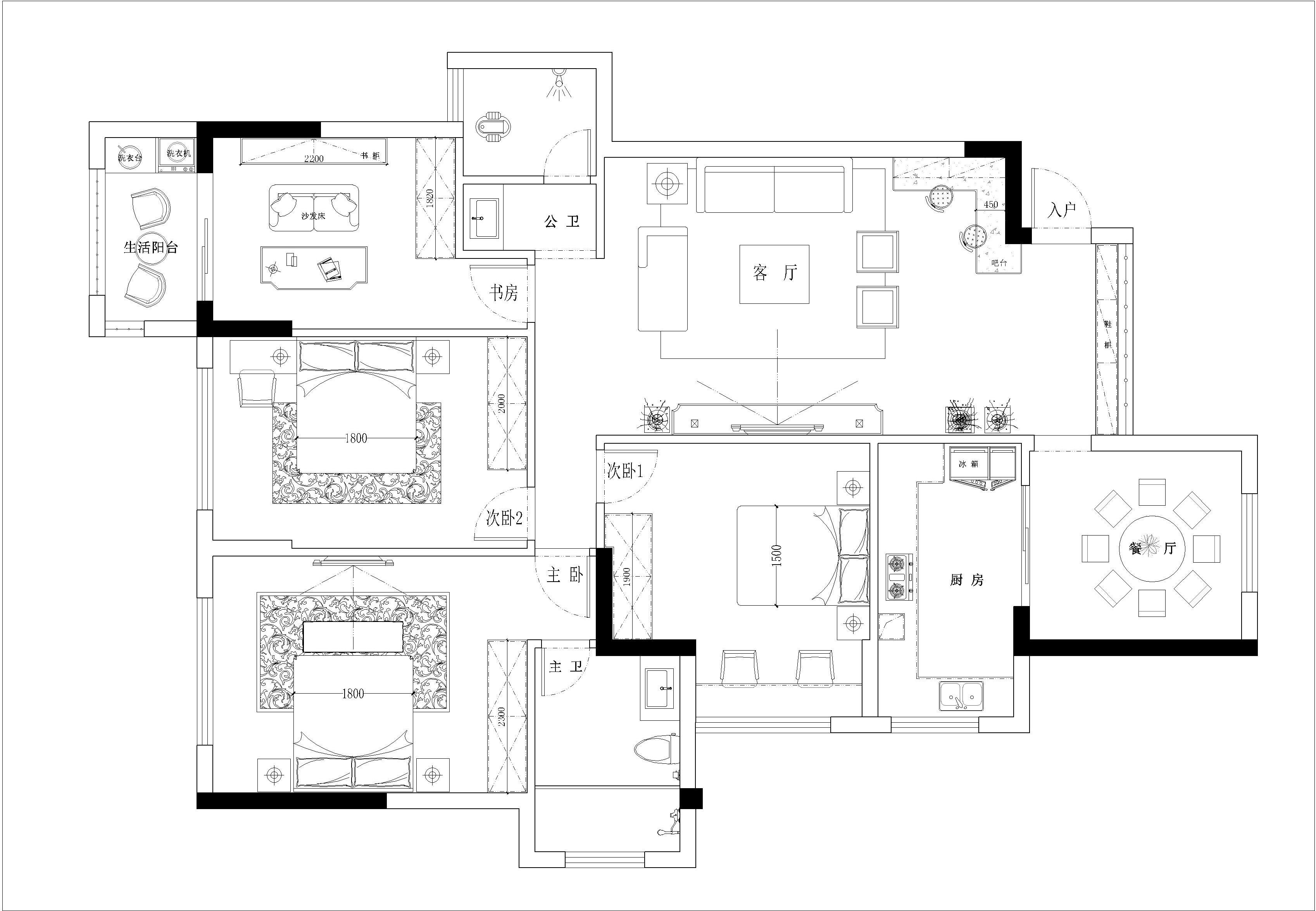 现代装修风格四居室148平家装案例 -家装保姆-罗小红成都家装设计