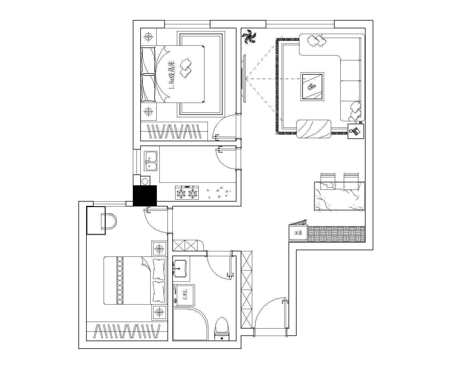 现代二居室74平方米家装案例-成都家装保姆装修网-家装保姆-罗小红成都家装设计