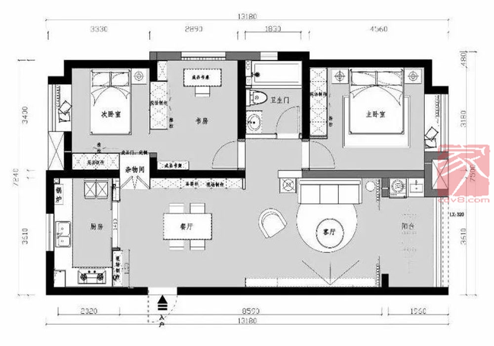 成都装修设计案例北欧三居室128平方米家装案例-家装保姆-罗小红成都家装设计