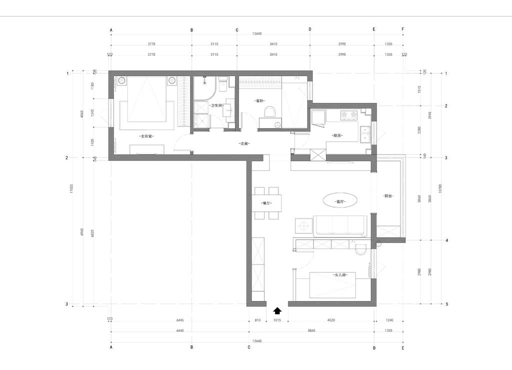 现代设计风格：三居室112平装修案例-家装保姆-罗小红成都家装设计