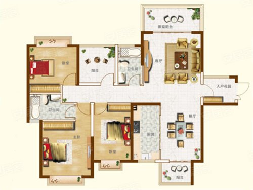 现代三居室133.5平方米家装案例-家装保姆-罗小红成都家装设计
