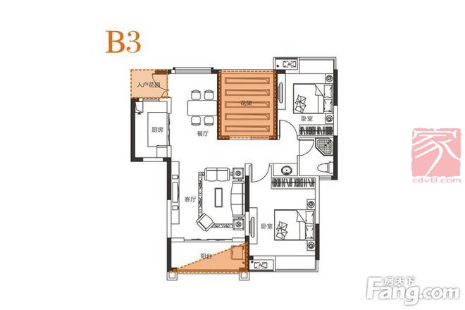 现代二居室89平方米家装案例-成都装修网-家装保姆-罗小红成都家装设计