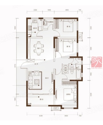 成都装修设计混简约三居室127平方米家装案例-家装保姆-罗小红成都家装设计