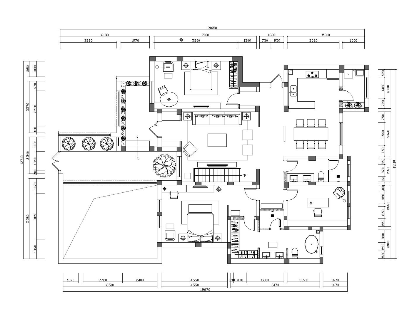 中式风格室内设计三居室180平方米装修案例-成都家装保姆装修网-家装保姆-罗小红成都家装设计