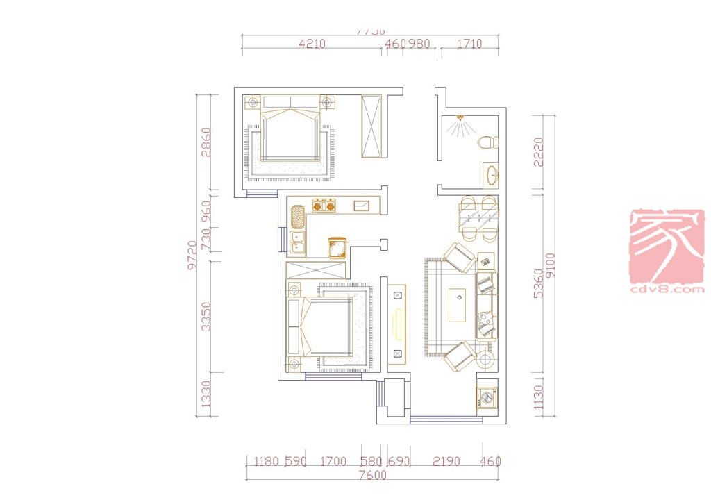 北欧二居室86平方米家装案例-成都装修网-家装保姆-罗小红成都家装设计