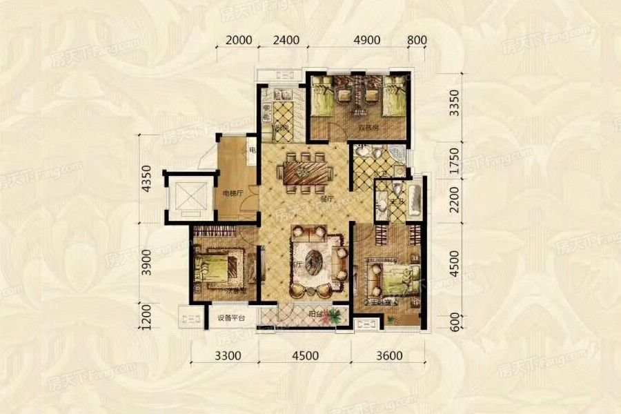 现代装修效果图三居室130平方米家装案例-成都网-家装保姆-罗小红成都家装设计