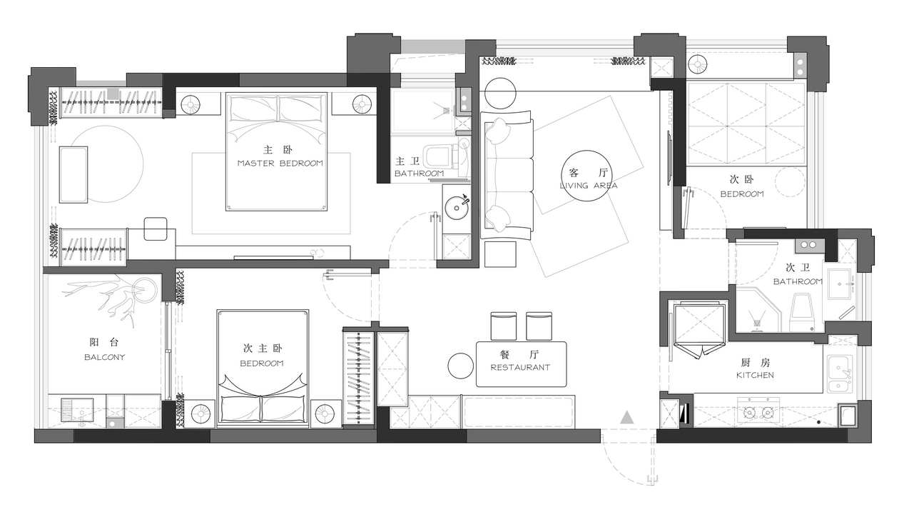 混搭的三居室105.3平方米家装案例-家装保姆-罗小红成都家装设计