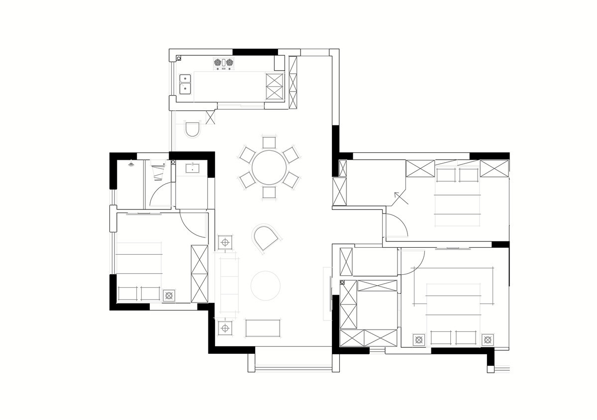 现代装修风格三居室120平方米家装案例-成都家装保姆装修网-家装保姆-罗小红成都家装设计