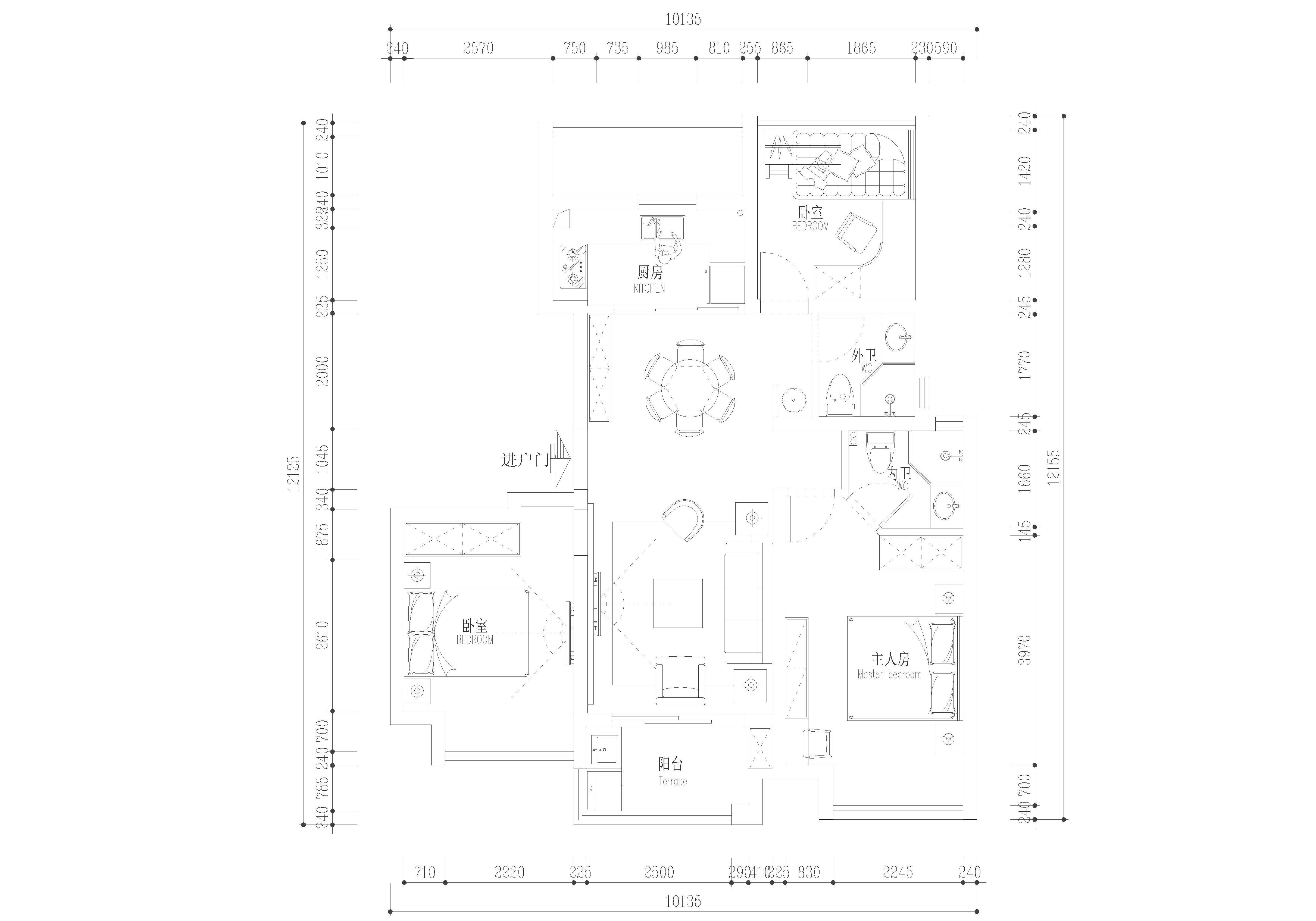现代风格装修效果图：三居室99平方米家装案例 -家装保姆-罗小红成都家装设计