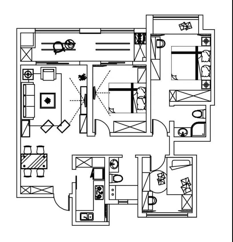 美式四住宅140平方米家装案例-成都家居装修网-家装保姆-罗小红成都家装设计