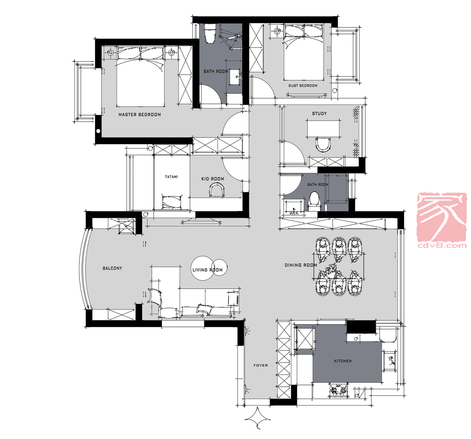 现代四居室142平方米-雅居乐荣华里家装案例-家装保姆-罗小红成都家装设计