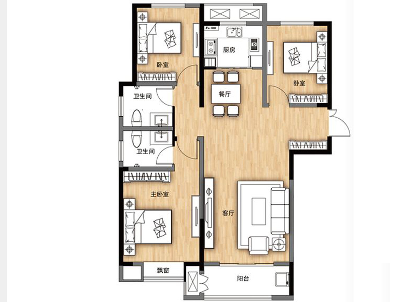 现代装修风格三居室129平方米家装案例-成都装修网-家装保姆-罗小红成都家装设计