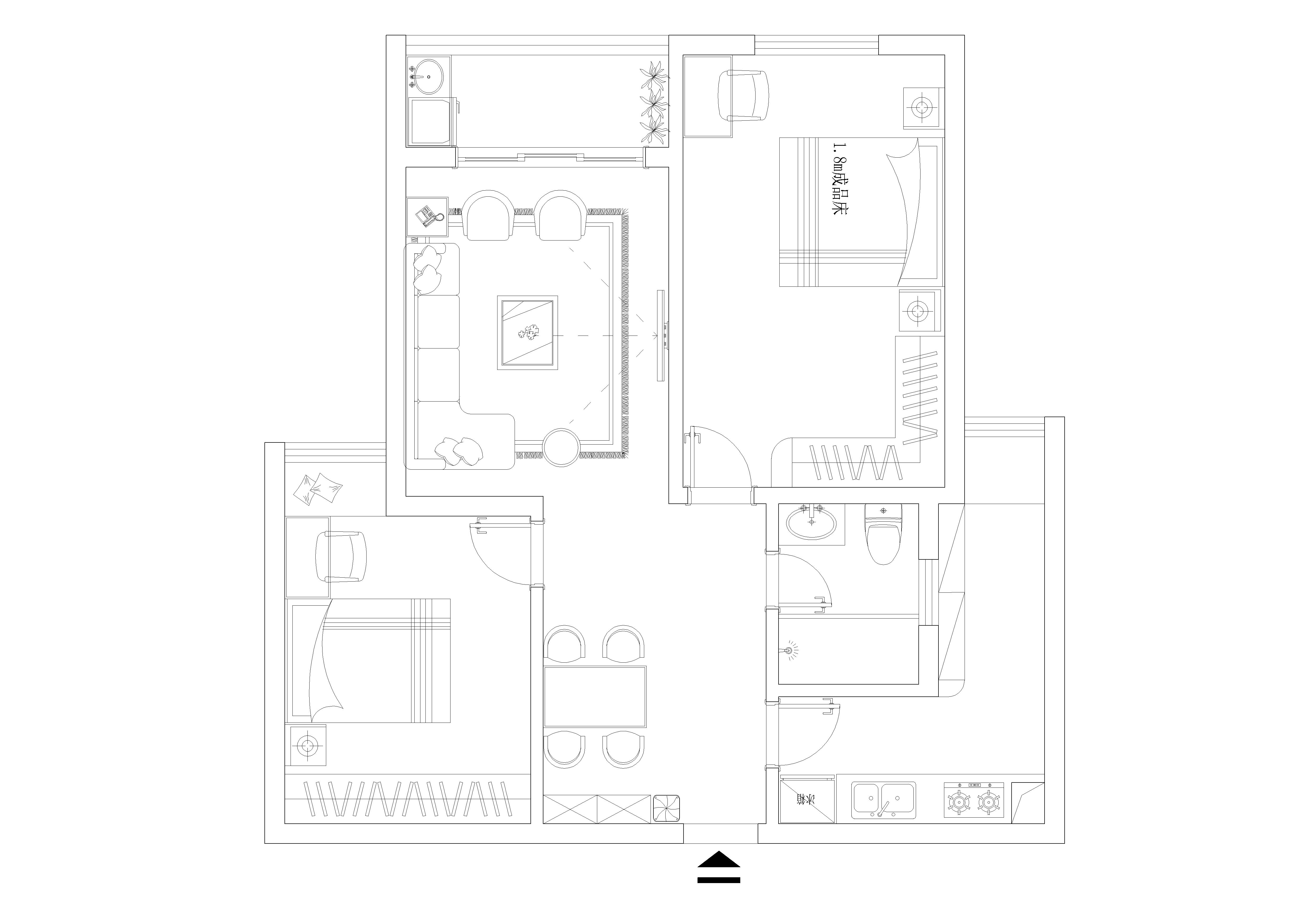 现代装修设计风格二居室74平方米家装案例-成都装修网-家装保姆-罗小红成都家装设计