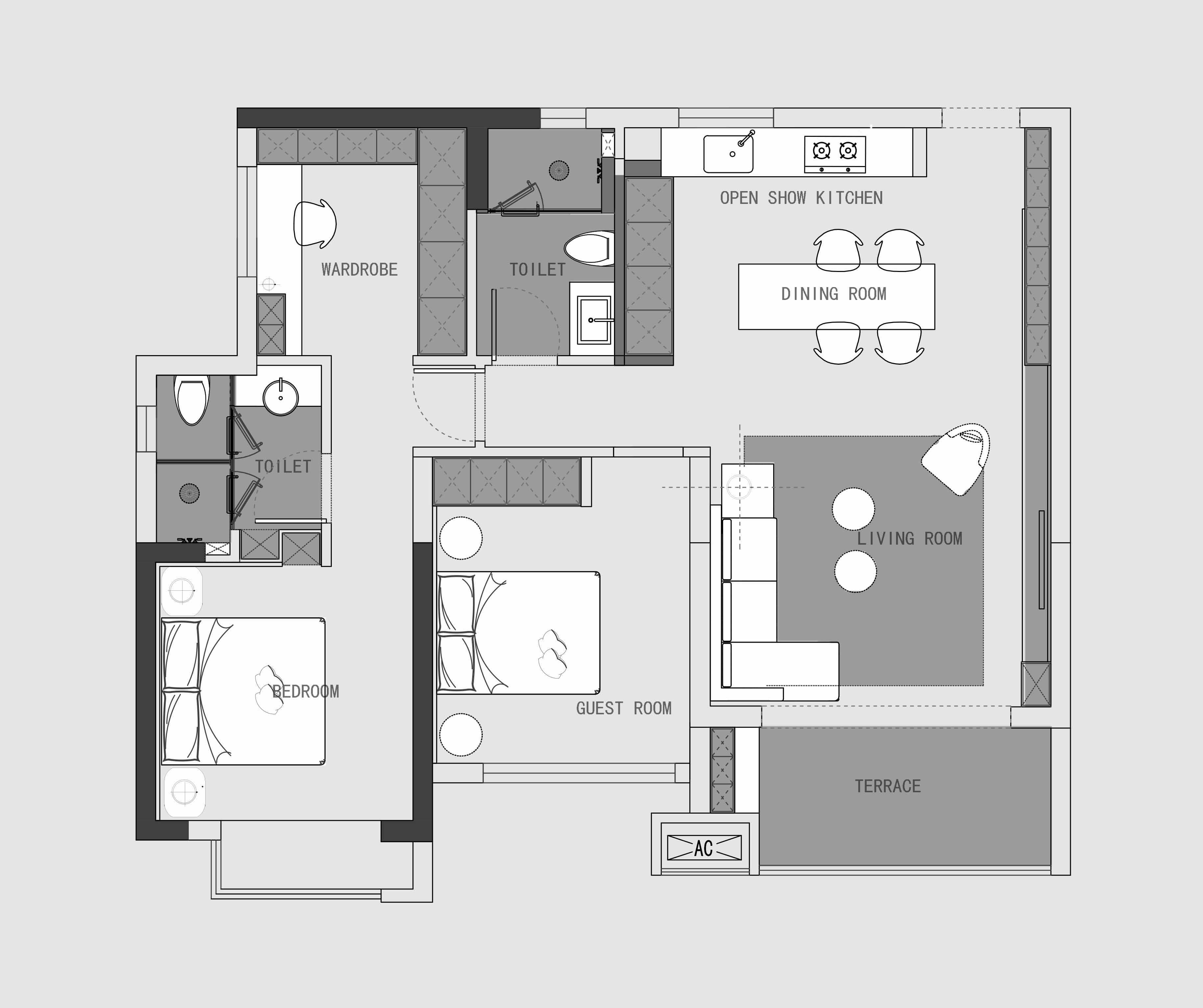 混搭装修设计案例：三居室105平方米家装案例-成都装修网-家装保姆-罗小红成都家装设计