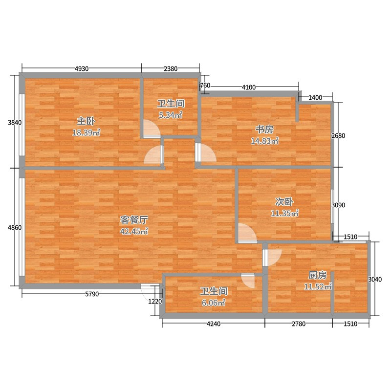 法式三居室139平方米-府河歌曲花苑家装案例-家装保姆-罗小红成都家装设计