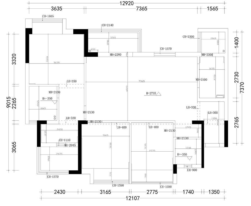 三居室99平方米-中建天府星公馆装修案例-家装保姆-罗小红成都家装设计