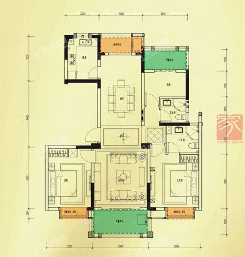 现代三居室119平方米家装案例-成都装修网-家装保姆-罗小红成都家装设计